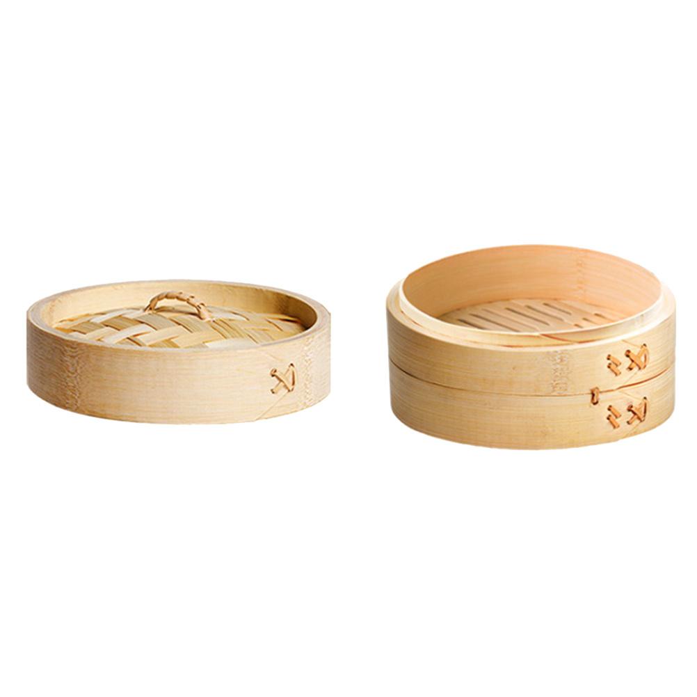 2 шт. 9 см Круглая Мини Бамбуковая Пароварка для Дим Самов, Пельменей, Булочек, Пароварка для Еды, Кухонный Инструмент, Контейнер-Корзина для Приготовления на Пару