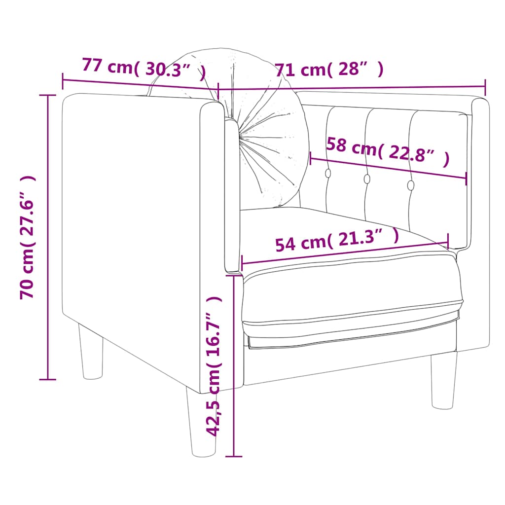 Armchair with Cushion Dark Grey Velvet