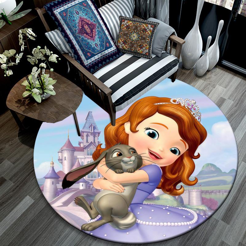 Princess Sofia pattern round rug,Carpet Rug for Living Room Bedroom Playroom ,Non-slip Floor Mat,Holiday Gifts and Birthday Gifts.