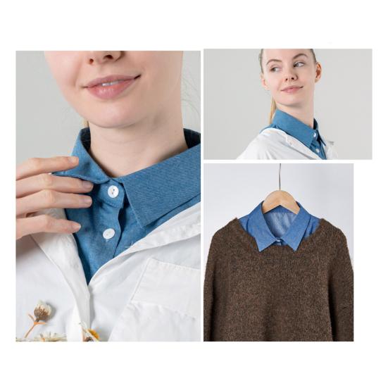 Yousheng Denim Fake Collar Sparkling Rhinestones Adjustable Straps Machine Washable Detachable Collar Outfit Accessory