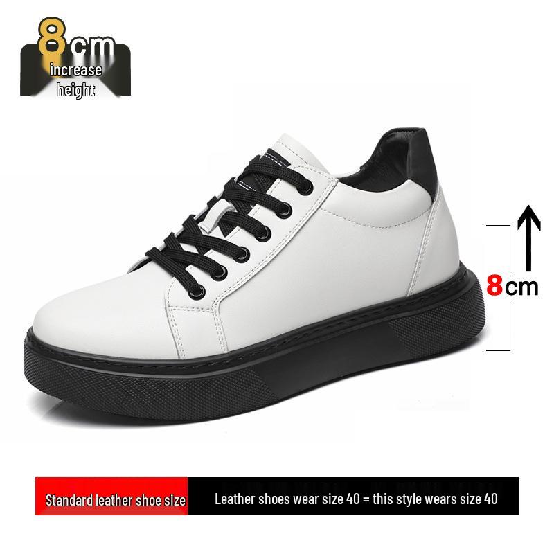 Men's 8cm Height-Boosting Casual White Sneakers