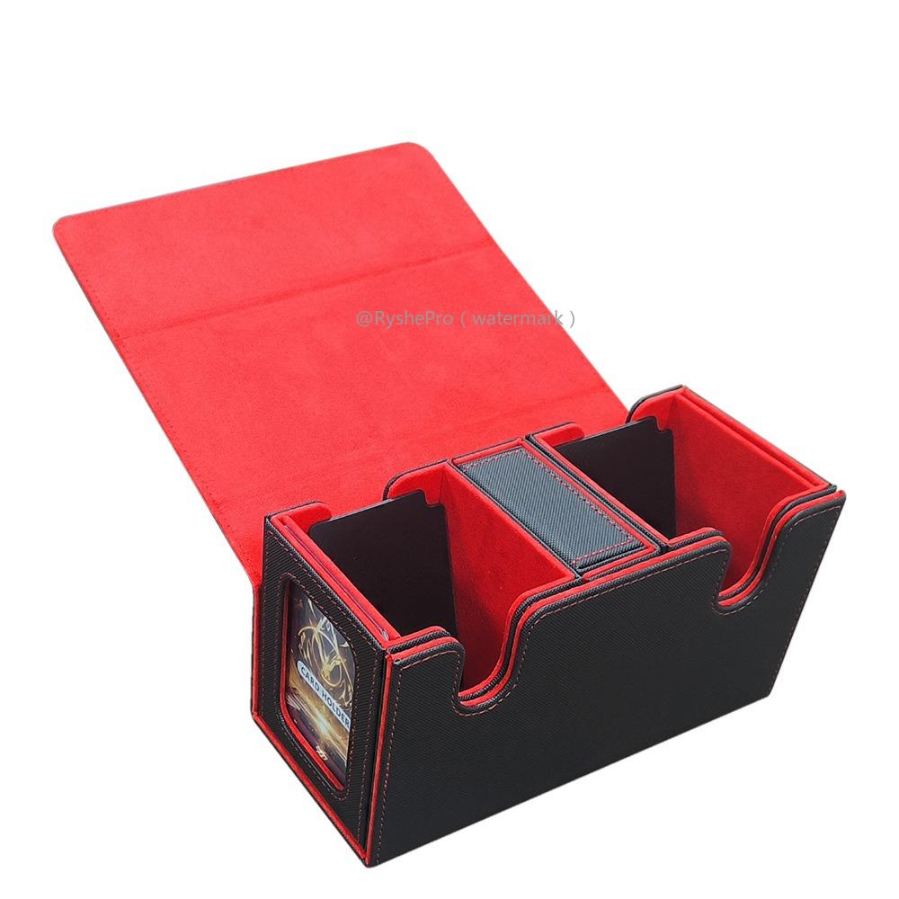 3-in-1 Card Storage Box Magnetic and Removeable Card Case with 2 Commander Display and 1 Dice Tray Holds 200+ for MTG TCG Sports