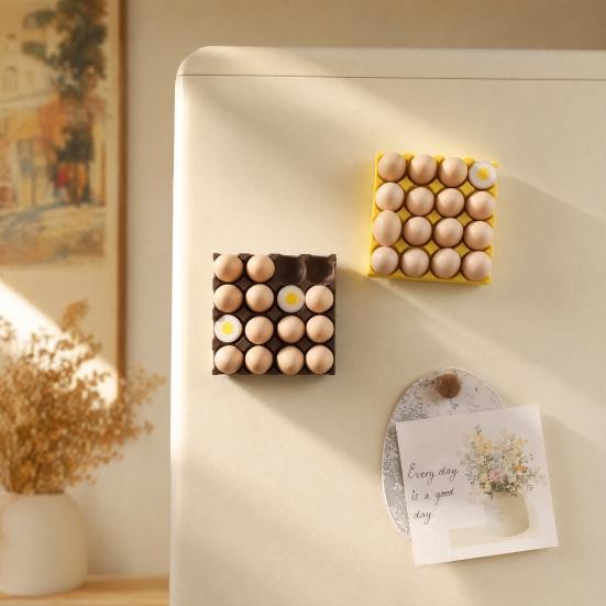 3D Egg Holder Refrigerator Magnet, Farmhouse Egg Tray Decorative Fridge Magnet, Memo Notes Photo Holder for Home Kitchen Office