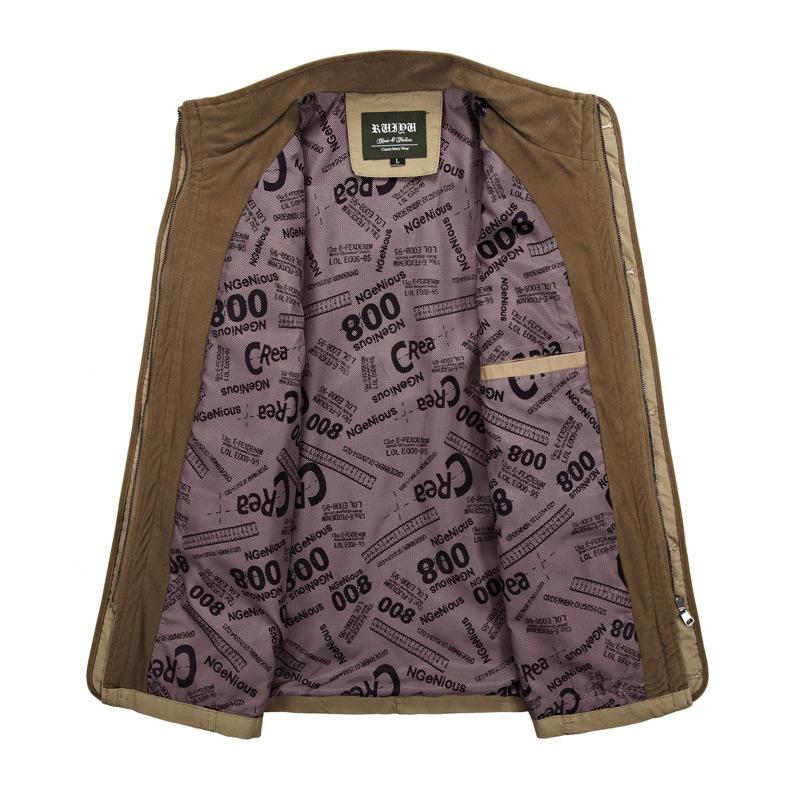 Весенне-осенняя мужская куртка, сплошной цвет, воротник-стойка, куртка средней длины, пальто больших размеров