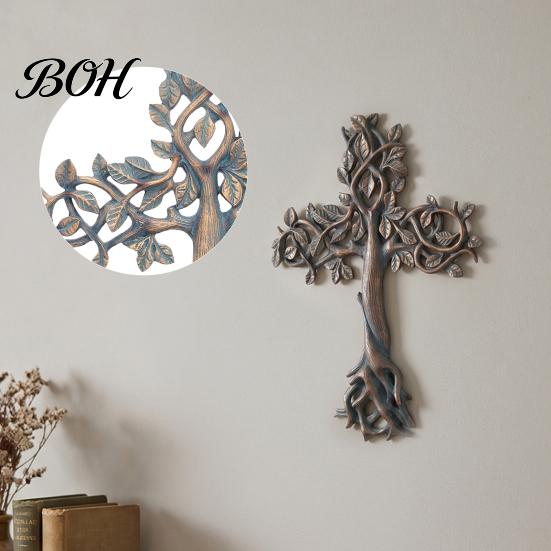 Christian Wall Decoration Acrylic Rose Tree of Life Decoration, 3D Engraved Floral Relief Hanging Ornament for Living Room Bedroom, Religious
