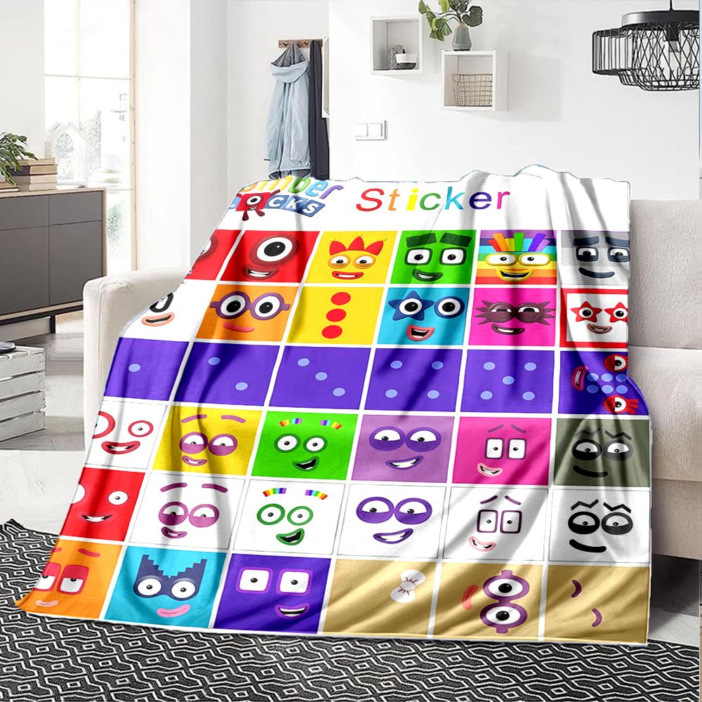 1pc Blanket - Number block Print Design,Lightweight Blanket for Sofa,Bed- Soft &Warm,Gift for All Seasons