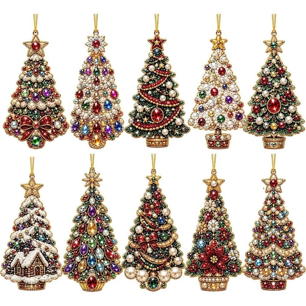 3D Christmas Diamond Painting Set Xmas Tree Shape Xmas Acrylic Pendant Xmas Tree Decoration
