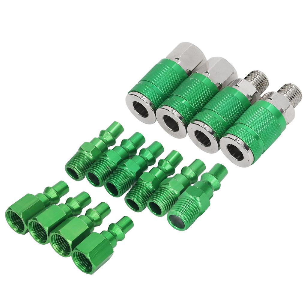 4Pcs Universal Air Coupler and 10Pcs I M Plug Kit Aluminum Alloy 1 4in NPT ARO Air Hose Fittings Set