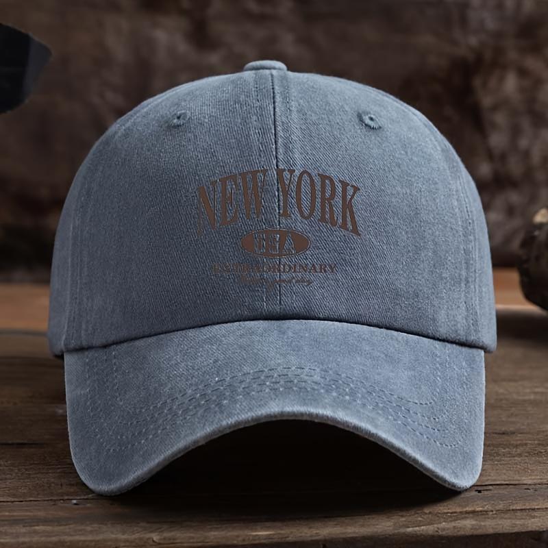 1 шт. Бейсболка с принтом NEW YORK и надписью, Кепка для улицы, подходит для путешествий, рыбалки, повседневной носки, Текстильная кепка, стиль «утиный клюв»