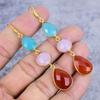 Carnelian, Chalcedony Gemstone 925 Sterling Silver Jewelry Earring 2.99" M-2644