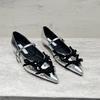 Ladies Shoes 2025 Hot Sale Shallow Women's Flats Rhinestone Daily New Butterfly-knot Light Pointed Toe Flat Low Heels