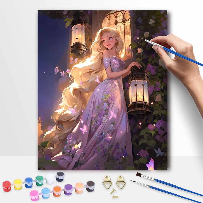 Disney Набор для масляной живописи Холст Сад принцессы Ночной фонарь Домашний декор Подарок