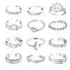 Mernfsn 12PCS Adjustable Toe Rings For Women Flower Open Tail Ring Women Beach Foot Jewelry Set
