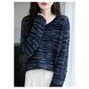 V Neck Gradient Color Knit Sweater Commute Style Autumn Thin