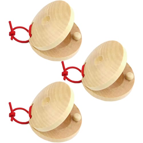 A'sTool Wooden Castanets, Solid Color, Percussion Instrument, Kindergarten, Nursery, Elementary School, Eurhythmics, Play, Performance, Nursing Home,