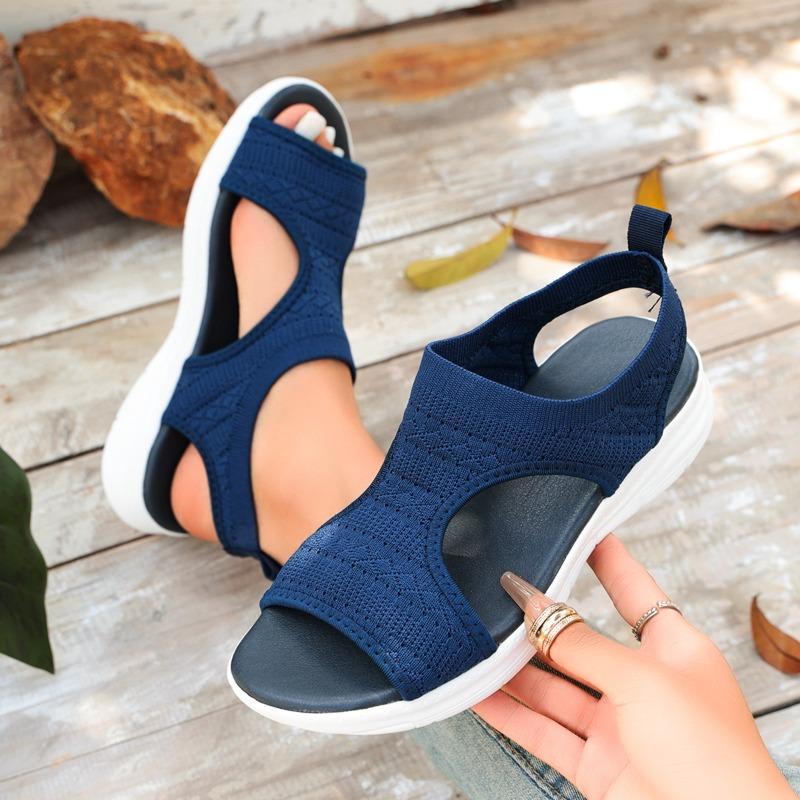 2026 Luxury Round Toe Platform Casual Shoes Comfortable Knit Breathable Open Toe Sandals Outdoor Vacation Beach Roman Sandals