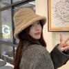 Women' Elegant Solid Color Both Sides Wearable Bucket Hat Fall/Winter Cashmere Lined Outdoor Casual Warm
