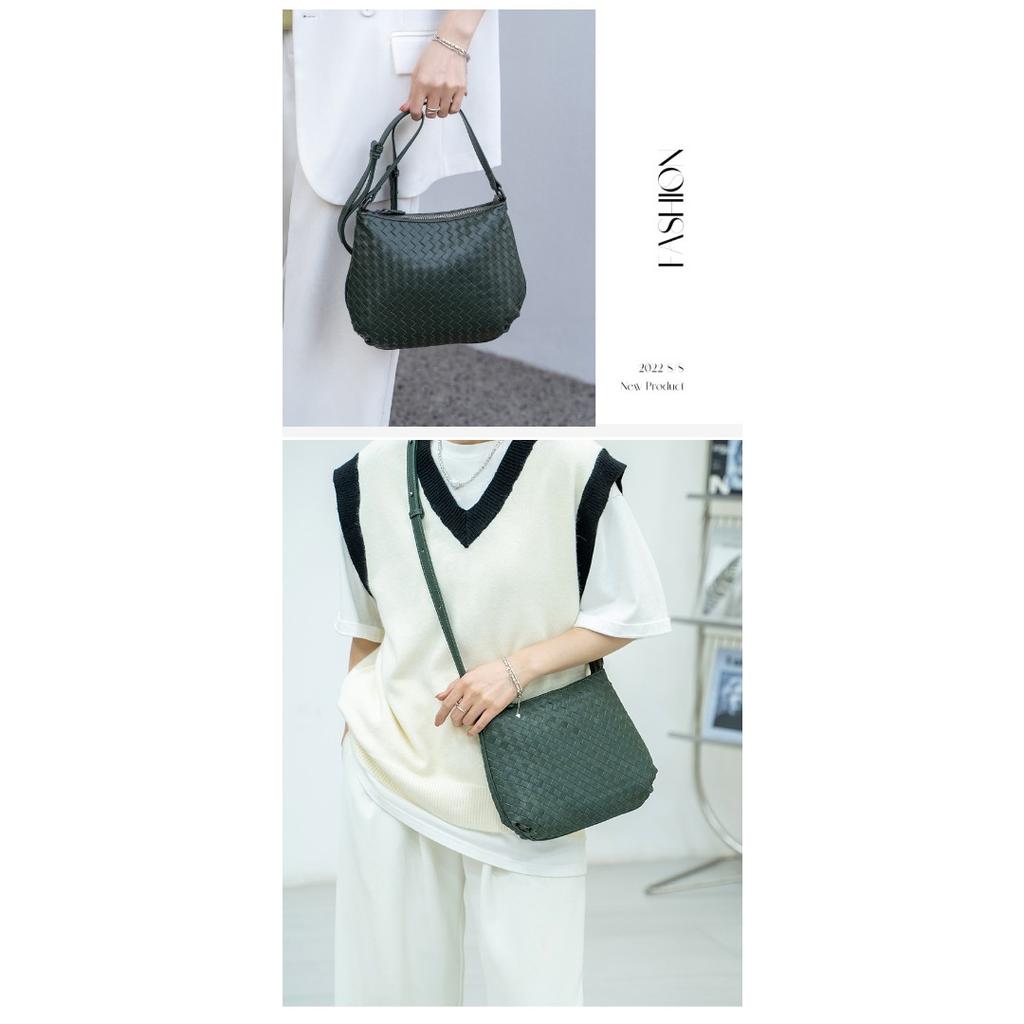 Модная новая плетеная женская сумка, первый слой овчины, ручная работа, модная, на одно плечо, через плечо, сумка двойного назначения, женская универсальная сумка через плечо