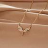 Full Diamond Angel Wings Necklace Women'S Light Luxury Premium Sense Simple Miniature Zircon Clavicle Chain