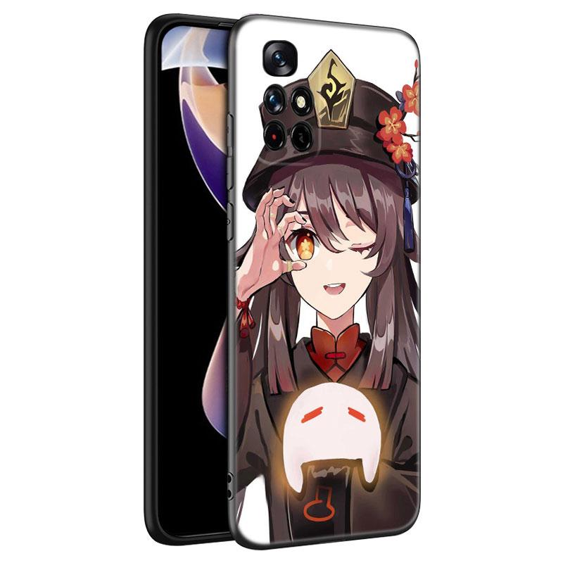 Hu Tao Genshin Impact Black Silicone Phone Case For Xiaomi Redmi Note 10 11 11S 12 13 4G 8 9 11T Pro 5G Plus 8T 9S 10S 12S