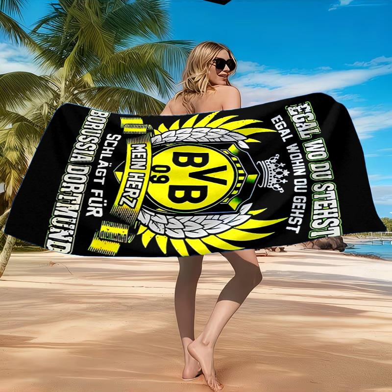 Пляжное полотенце из микрофибры с принтом дизайна футбольного мяча BVB, мягкое и впитывающее, быстросохнущее, идеально подходит для летних путешествий, незаменимо для пляжа, бассейна