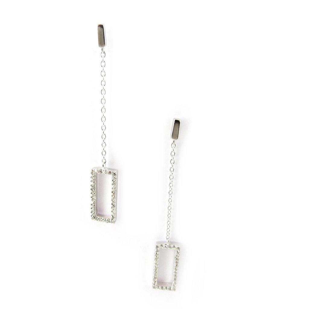 Les Trésors De Lily [L7684] - Серьги серебряные "Сисси" серебристо-белые (родиевое покрытие) - 46х6 мм