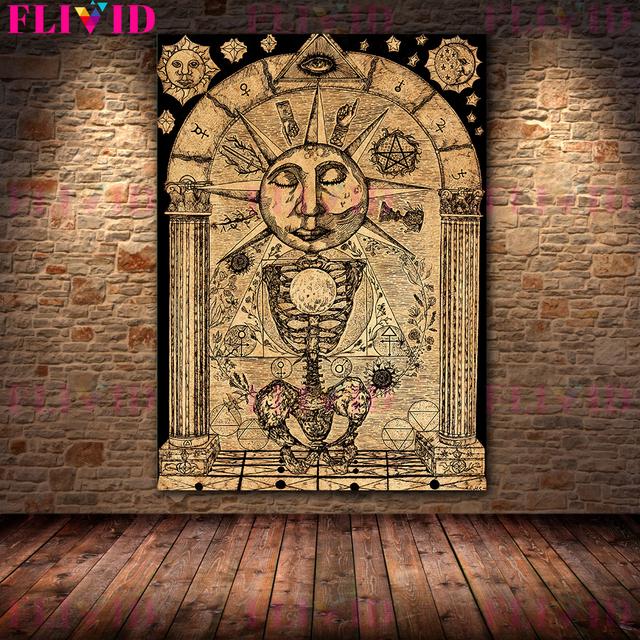 Правило элемента загадочного алхимика Ретро настенное искусство Холст Картина Небесное искусство во Вселенной