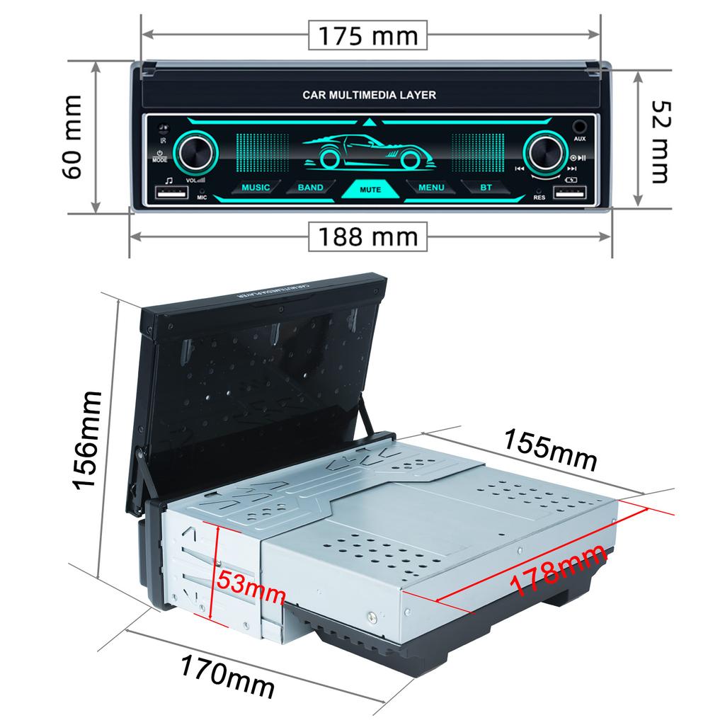 7-дюймовый HD беспроводной Android Auto CarPlay 1Din видео мультимедиа Android MP5 плеер выдвижной экран Mirror Link Car BT/FM/USB/AUX
