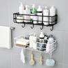 Wall Shelves For Bathroom Kitchen Storage Rack Hooks Shampoo Holder Bathroom Shelf Organizer Hanging Storage Shelf Shower Holder