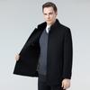Мужское двухстороннее шерстяное пальто зимнее воротник-стойка съемный пуховик среднего возраста шерстяное шерстяное теплое пальто с воротником из норки