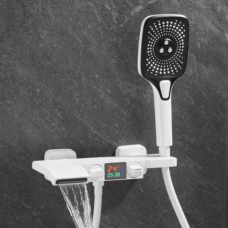 Серый цифровой дисплей для ванны и душа, настенный черный смеситель для ванны, холодная и горячая вода, белые смесители для ванны и душа