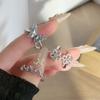 Retro blue diamond butterfly personality old money style simple carved flower ring women's light luxury high-end fashion ring