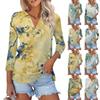 Women's Summer Fashion Casual Print V-Neck Three Quarter Sleeve Shirt Top