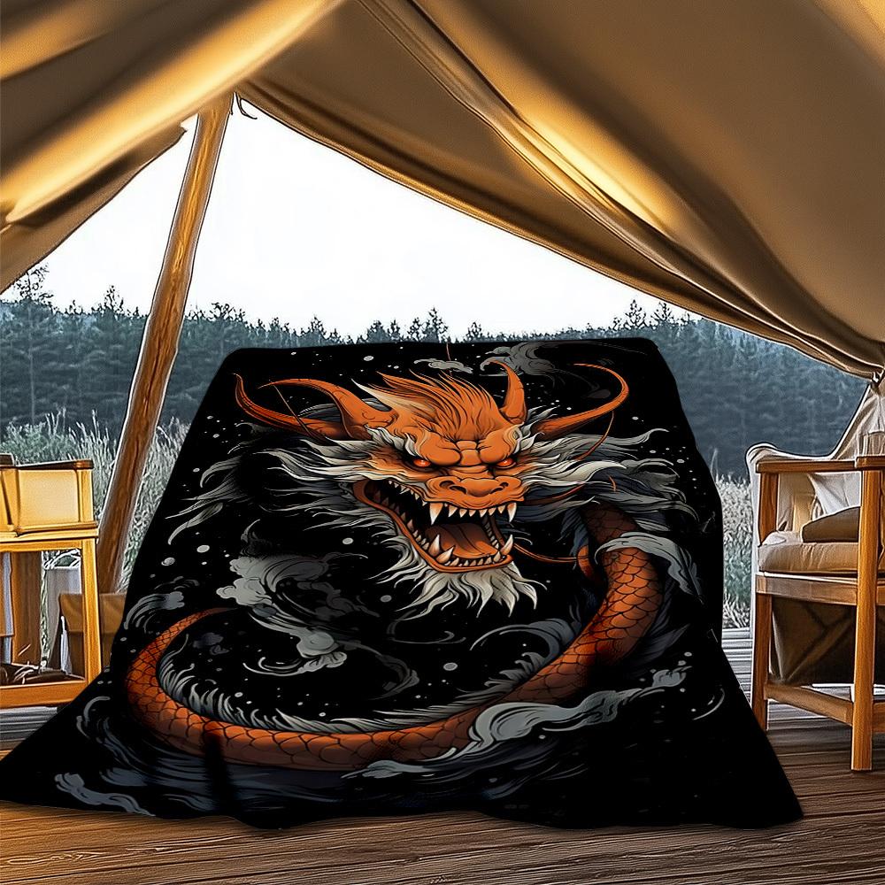 1pc Dragon Artwork Outdoor Blanket, Soft And Comfortable Blanket, Casual Warm Outdoor Blanket, Good Birthday Gift yy251201158