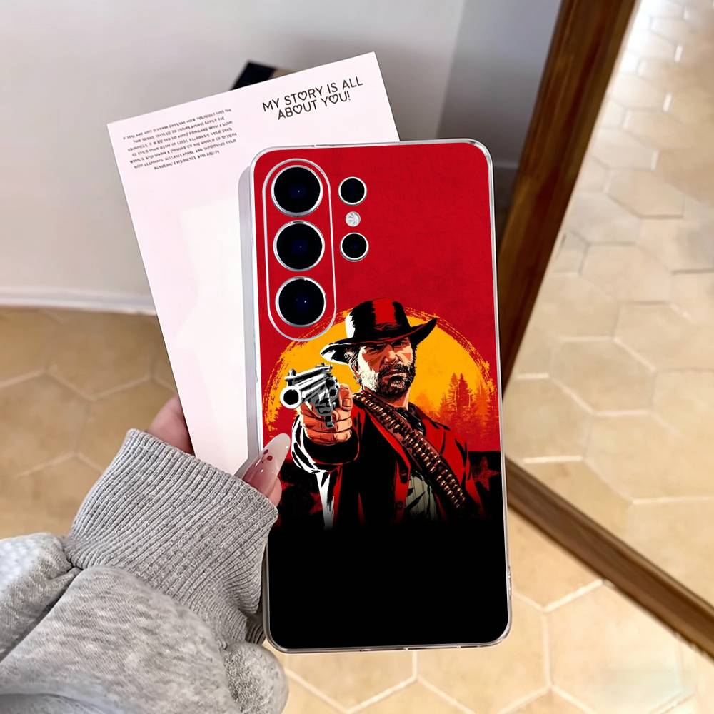 Чехол для телефона RDR2-Артур Морган для Samsung S25, S24, S21, S22, S23, S30, Ultra, S20, Plus, Fe, Note, 10, 9, 5G Прозрачный чехол
