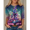 Christmas Theme 3D Print Trees O-Neck Long Sleeve T-Shirt Fashion Womens Clothing Casual Y2K Clothes Harajuku Female Clothing