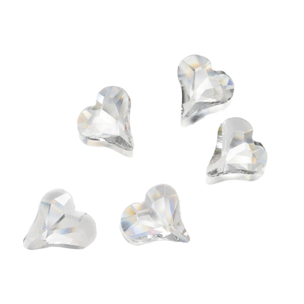 10 Pieces Nail Art Charms Heart Nail Rhinestones Rectangular Crystal Nail Gems Nail Art Decorations for Acrylic Nails