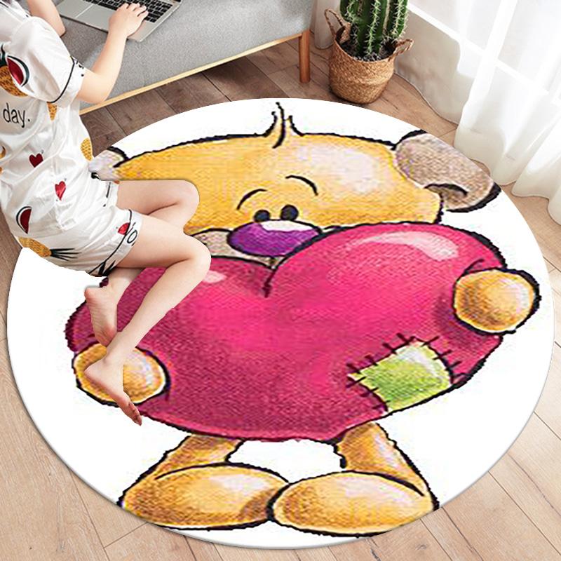 Diddl Round Area Rug,Carpet Rug for Living Room Bedroom Sofa Playroom Decor,Non-slip Floor Mat