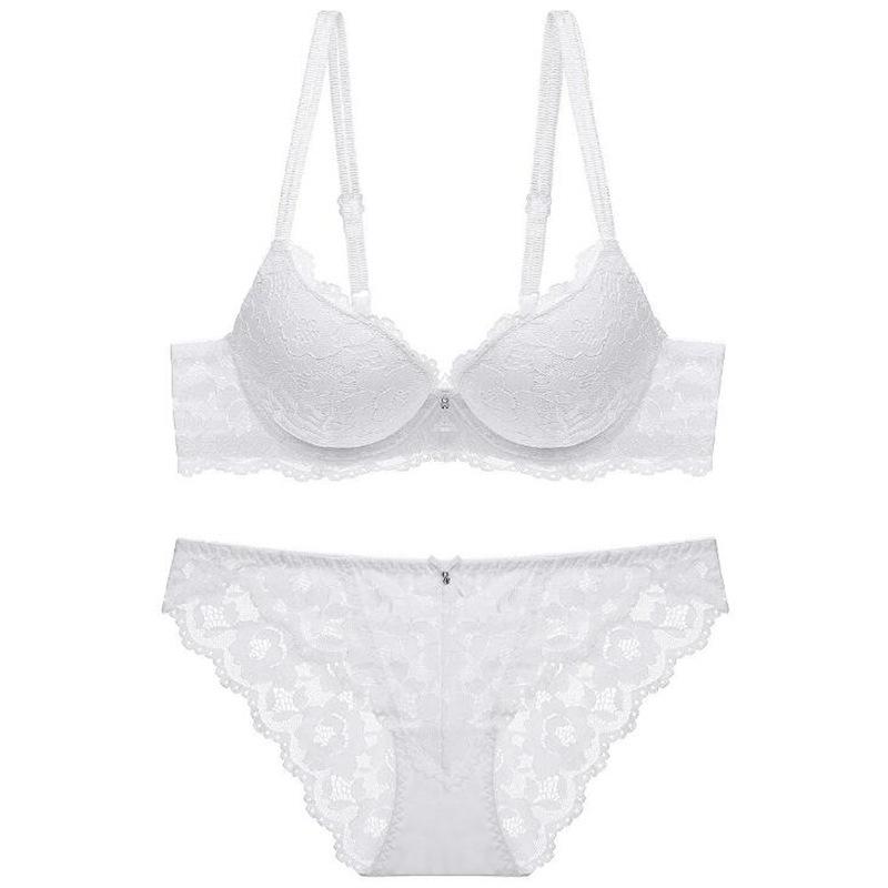 Кружевное сексуальное женское нижнее белье удобно собирается в комплект бюстгальтера с утолщенной маленькой грудью и большими бюстгальтерами