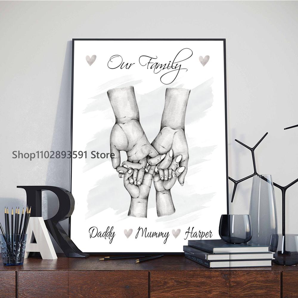 1pc Family Hands Art Abstract Canvas Poster Paper Print Home Bedroom Entrance Bar Cafe Art Painting Decoration