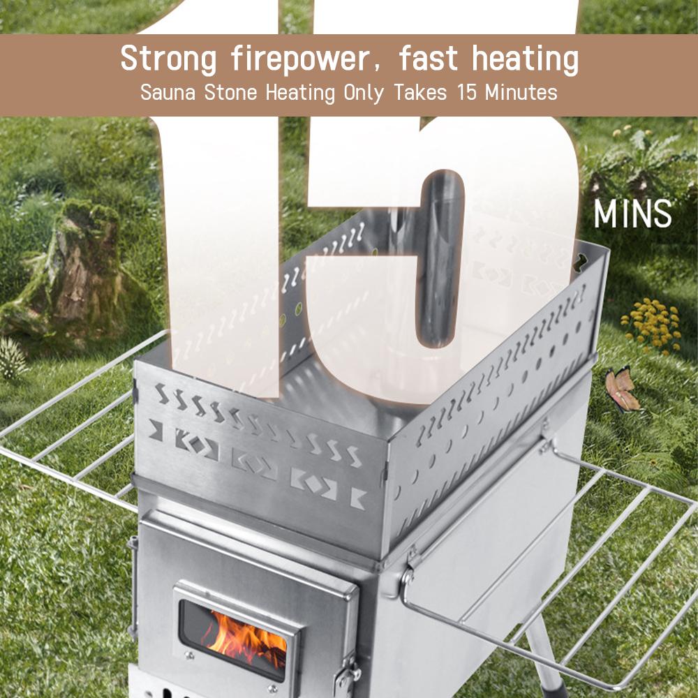 Сауна-печь дровяная печь для сауны для пикника, палатка для кемпинга, складная портативная портативная печь с окном