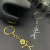 Забавный Дудл Брелок из нержавеющей стали Средний палец Человечек Подвеска Брелок Хип-хоп Автомобильная сумка Брелок Ювелирные изделия Подарок для пар