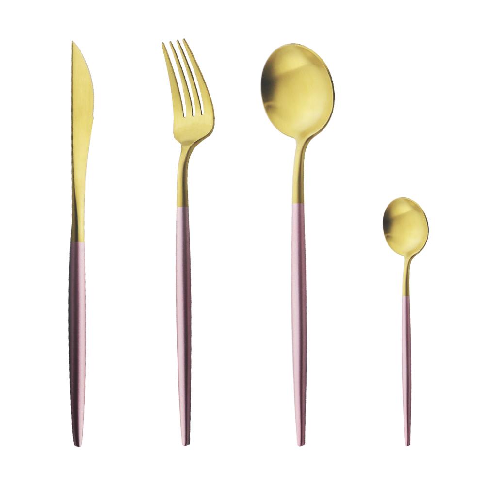 Матовый серебряный набор столовой посуды из нержавеющей стали 18/10, набор столовых приборов с круглой ручкой, вилка, нож, ложка, набор столовых приборов, набор кухонного серебра