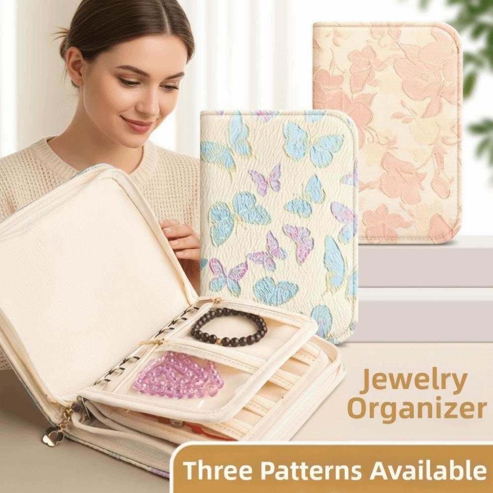 Grid Storage Jewelry Storage Bag Butterfly Flower Pattern Notebook Jewelry Handbag Bracelet