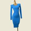 Black Early Autumn Slim Fit Waist-Controlled Base Knitted Dress