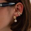 Salircon 2026 New Style 18K Gold Plated Zircon Stud Earring for Women Trendy Stainless Steel C-shape Drop Earring Luxury Jewelry