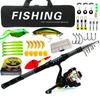 Portable Fishing Gear Set 5.2:1 3BB Spinning Reel 1.8 -2.4m Telescopic Fishing Rod Gear Ratio Fishing Rod Kit Bait Accessory Bag Suitable