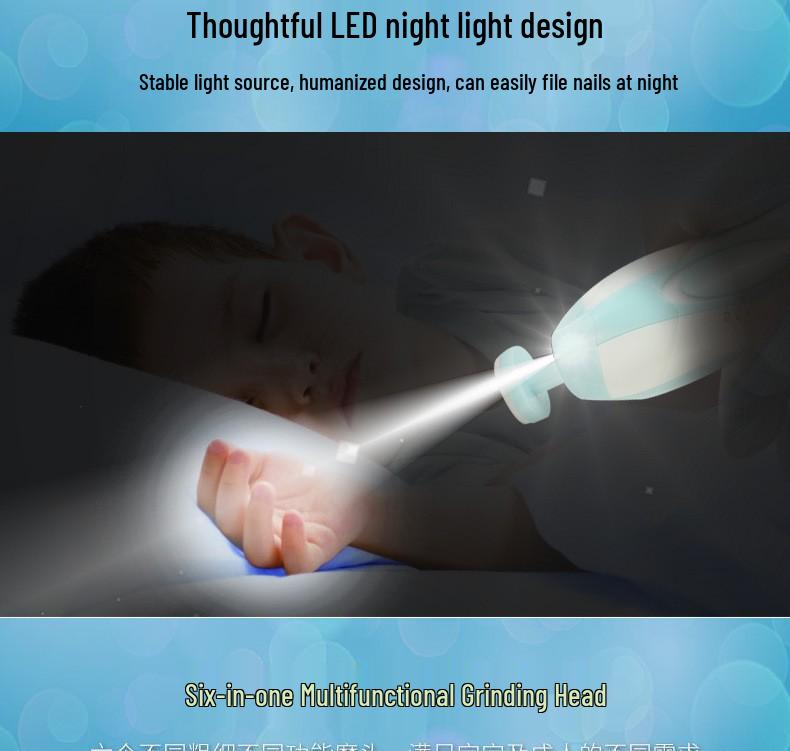 6-in-1 Electric Baby Nail Grinder Set: Safe, Anti-Scratch, Anti-Pinch Clippers for Portable Child Manicure