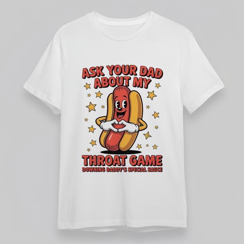 Women's Oversize All-Season Classic T-Shirt Happy Hot Dog with Stars Graphic Tee