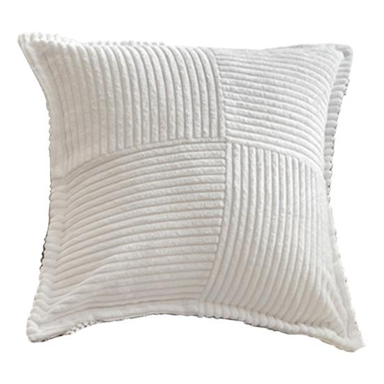 Рождественская наволочка, мягкий однотонный вельветовый полосатый квадратный декоративный чехол с широкой каймой, домашний декор